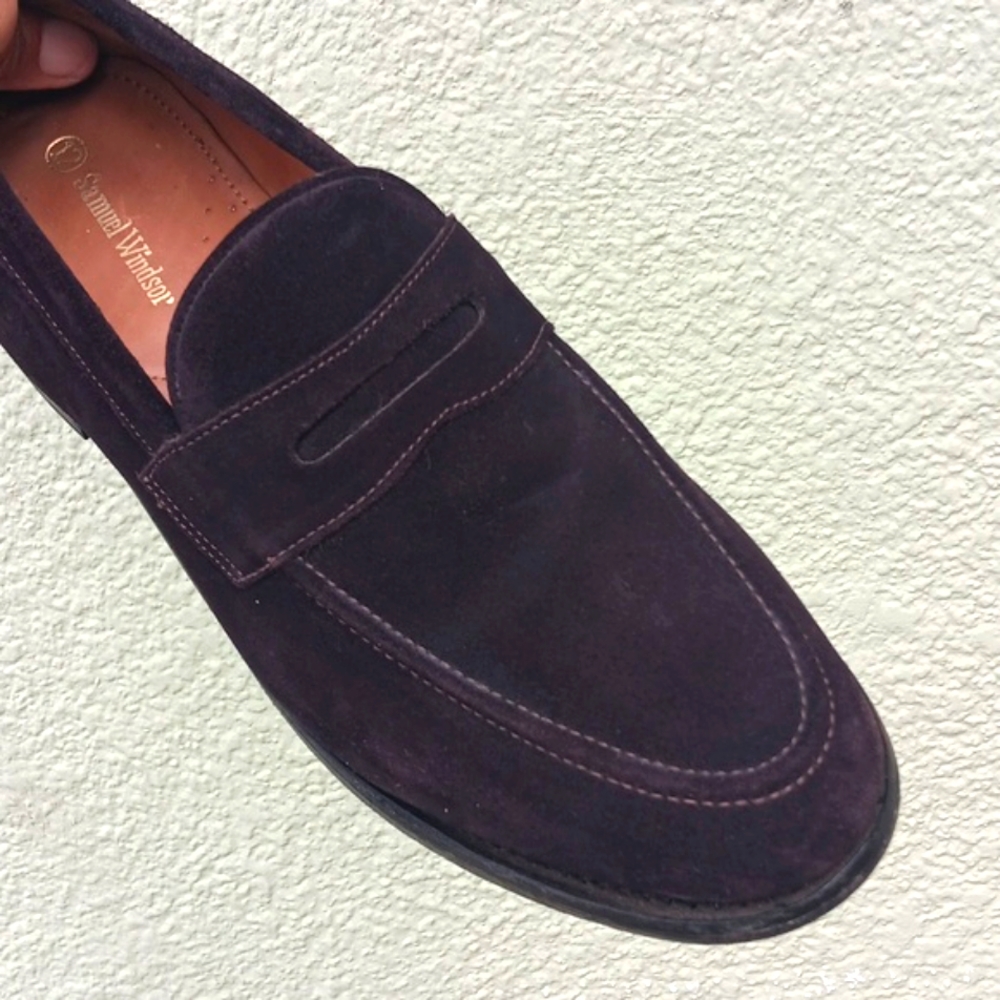 Samuel Windsor Loafers Men's Black Suede Luxury Shoes/Loafers (HANDMADE)